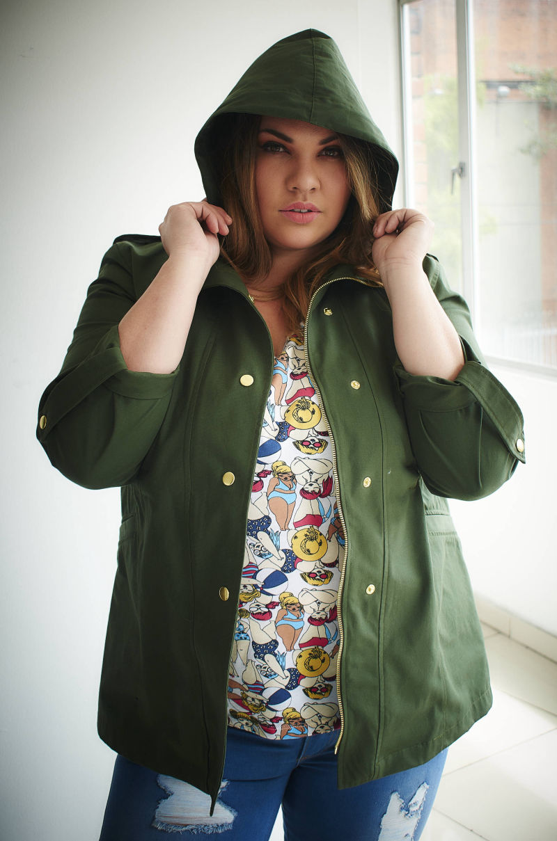 Chaqueta tipo parka de JoPlus Tallas Grandes color verde Tallas XL a la XXL