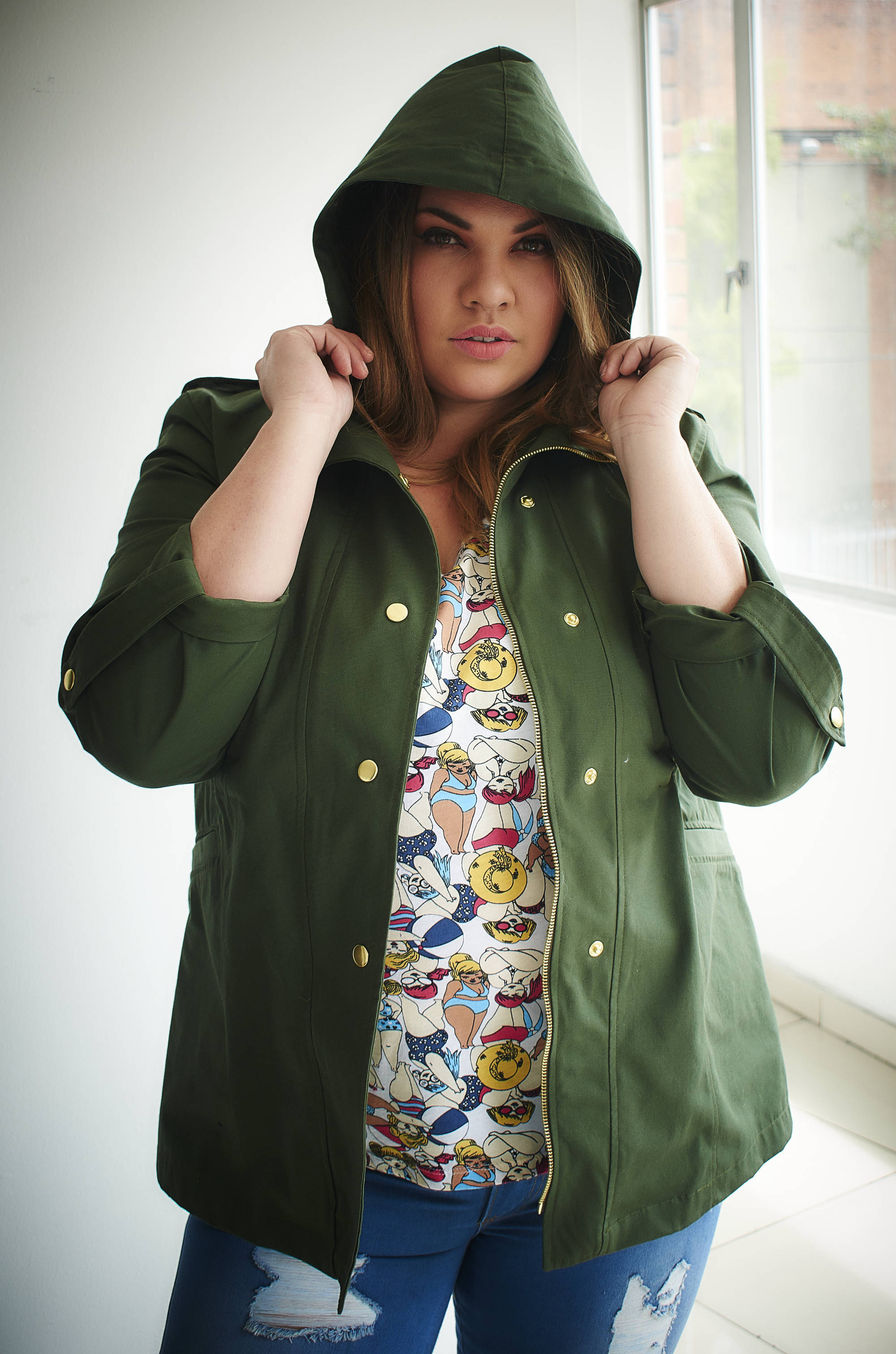 Chaqueta tipo parka de JoPlus Tallas Grandes color verde Tallas XL a la XXL