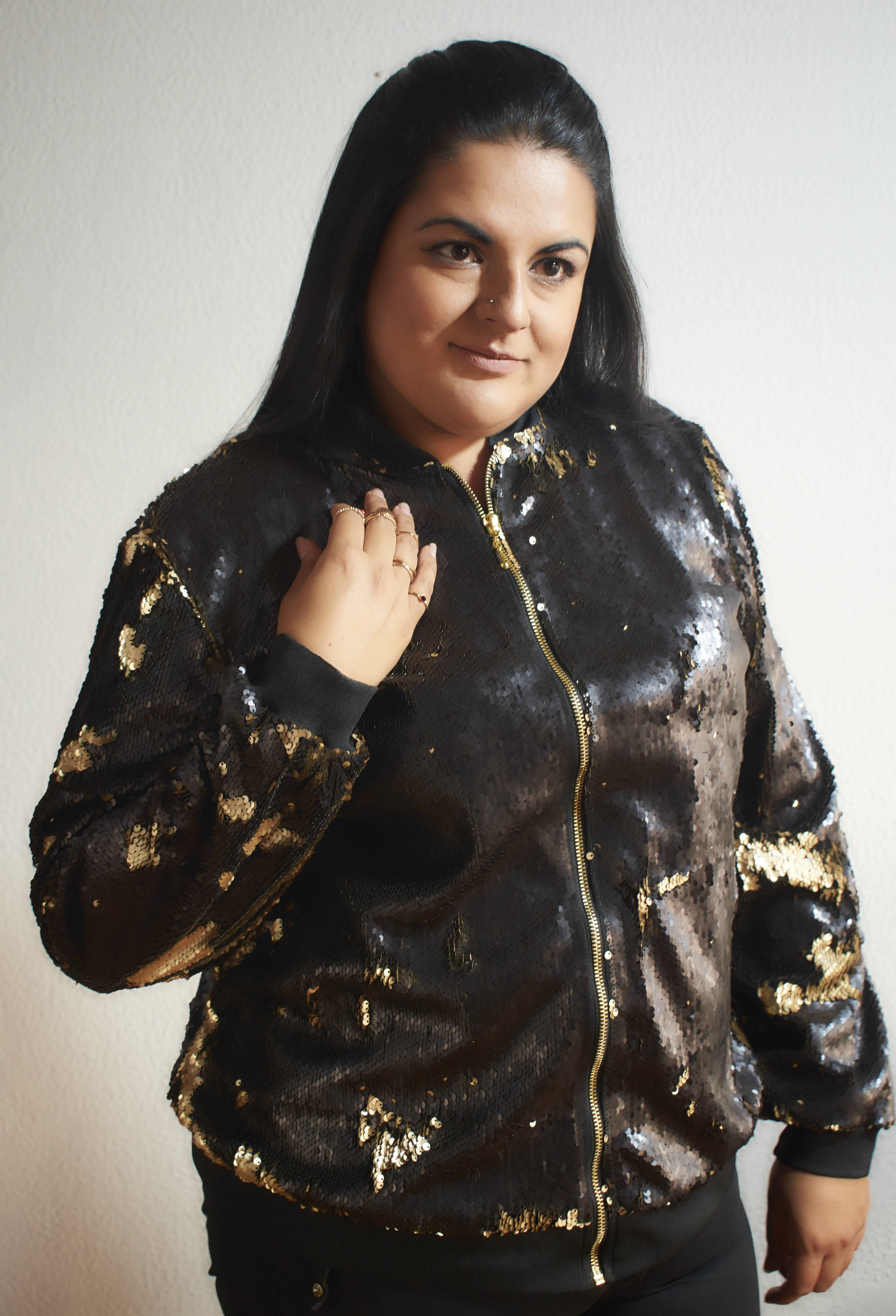 Chaqueta Lentejuela doble color de JoPlus Tallas Grandes Tallas XL a la XXL